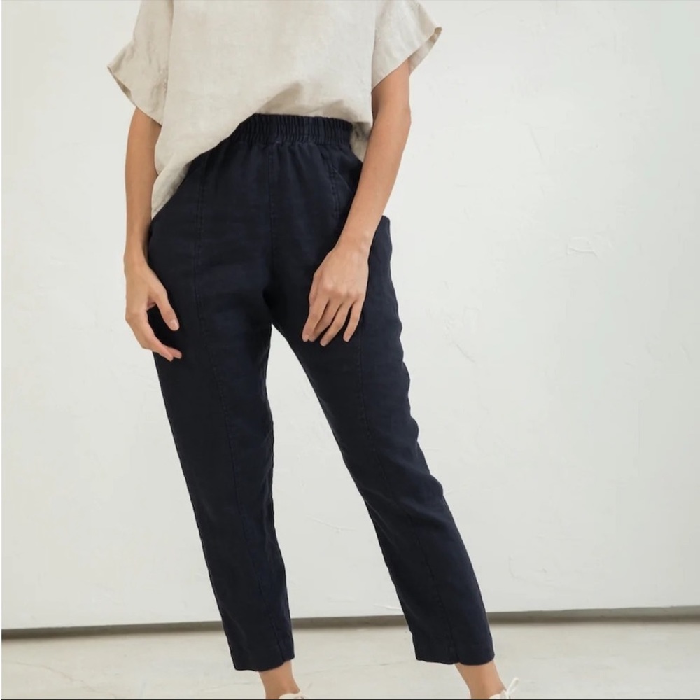 Elizabeth Suzann Clyde Work Pant in Navy Cotton Canvas, 00